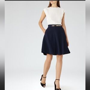 Reiss Navy Blue Hannah A-Line Skirt Size 2